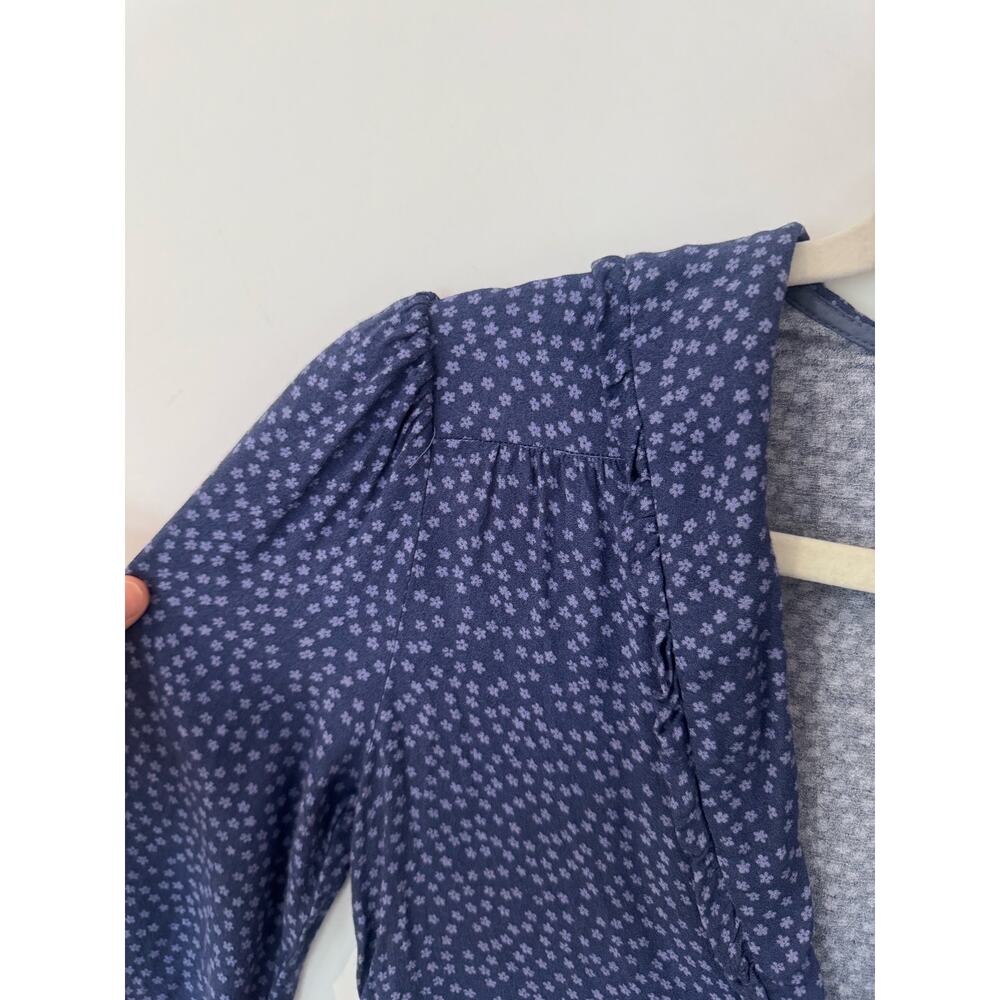 Reformation Martha Mini Dress Blue Hyacinth Ditsy Floral Long Sleeve V-Neck 2 - Picture 4 of 12